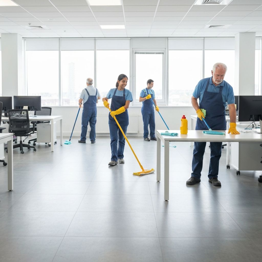 Professional cleaning team at work